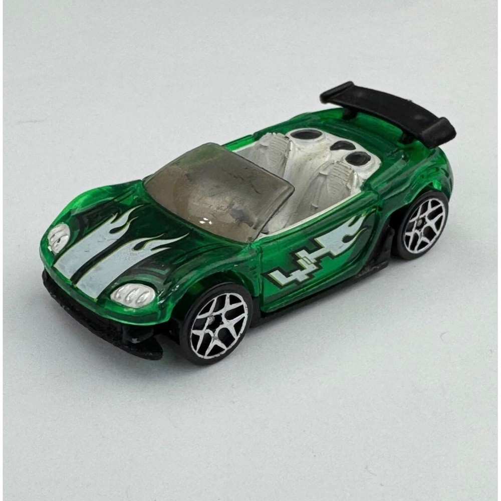 Hot Wheels Trak-Tune 2003 Translucent Green White Flames 143 Diecast Tuner Car